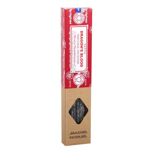 Dragon's Blood incense packaging with red and brown design on a white background