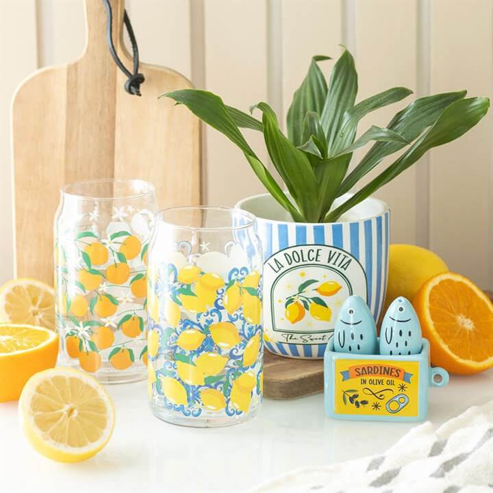 Orange Print Can Glass