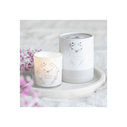 In Loving Memory White Butterfly Vanilla Candle