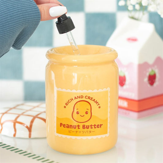 Ceramic Peanut Butter Jar Oil Burner And Wax Warmer With Kawaii Face Tealight