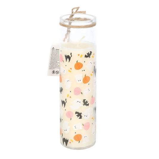 Sweet and Spooky Print Candy Corn Tube Candle N/A