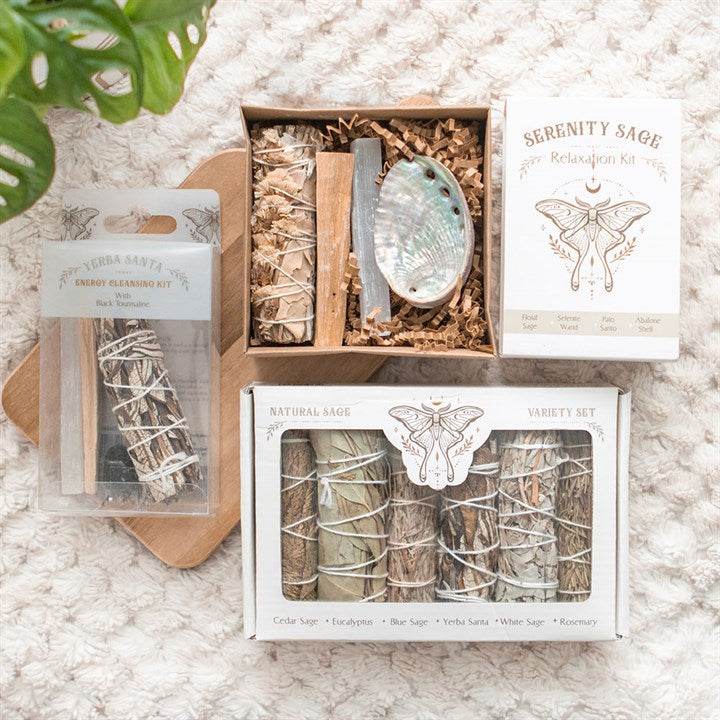 Serenity Sage Relaxation Smudge Kit Sage, Selenite, Palo Santo & Abalone Shell-Sociodigi