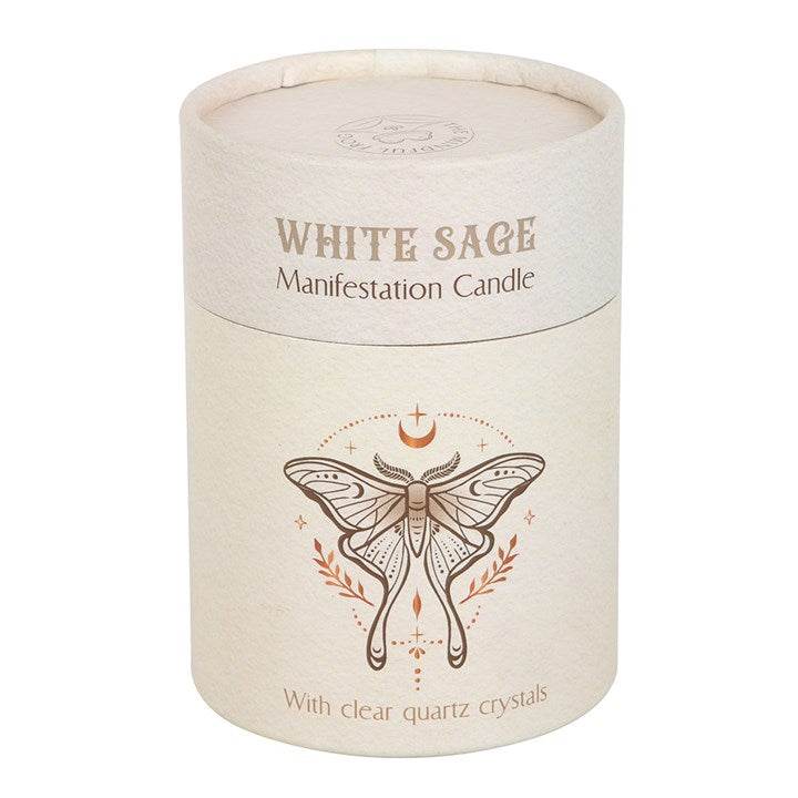 Luna Moth Manifestation Candle with Clear Quartz – White Sage Infused-Sociodigi
