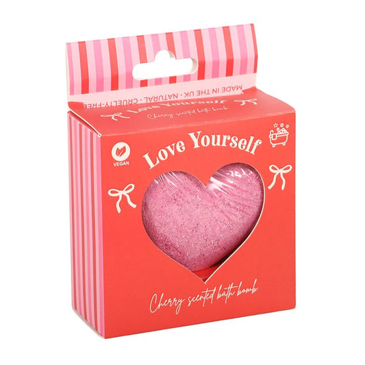 Love Yourself Heart-Shaped Cherry Bath Bomb N/A