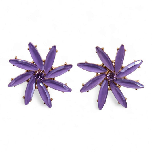 Lavender - Vintage Glass - Flowers - Earrings