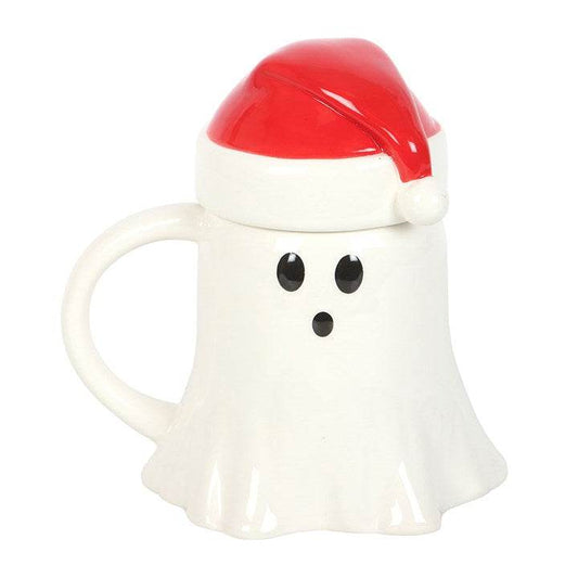 Ghost Shaped Mug with Santa Hat Lid Spooky Christmas Mug – Sociodigi-Sociodigi
