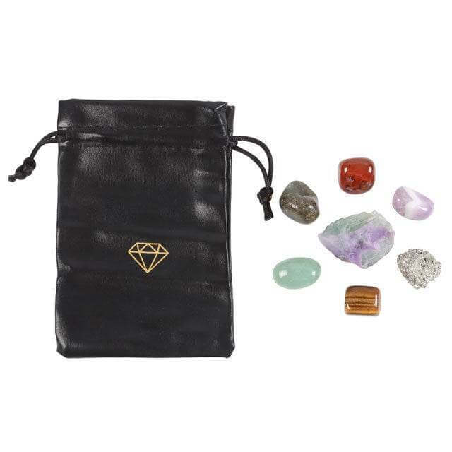 Manifestation Crystal Gift Set with 7 Natural Crystals & Travel Pouch-Sociodigi