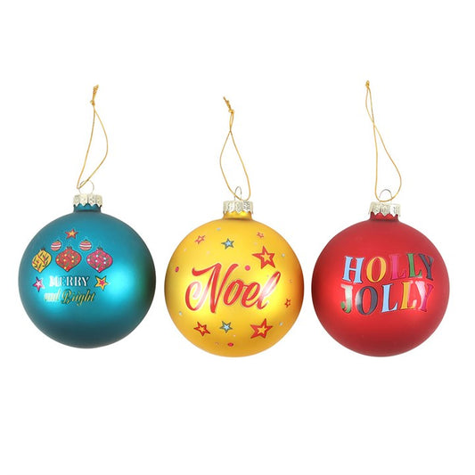 Set of 3 Nostalgic Christmas Glass Baubles-Sociodigi