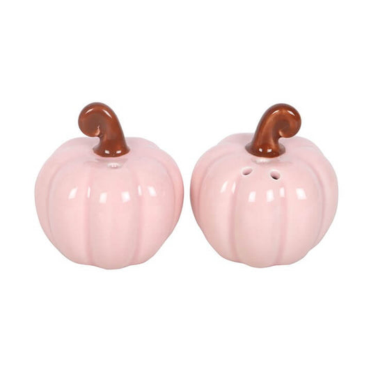 Pink Curly Pumpkin Salt and Pepper Shakers in a charming pumpkin design with a soft pink finish.