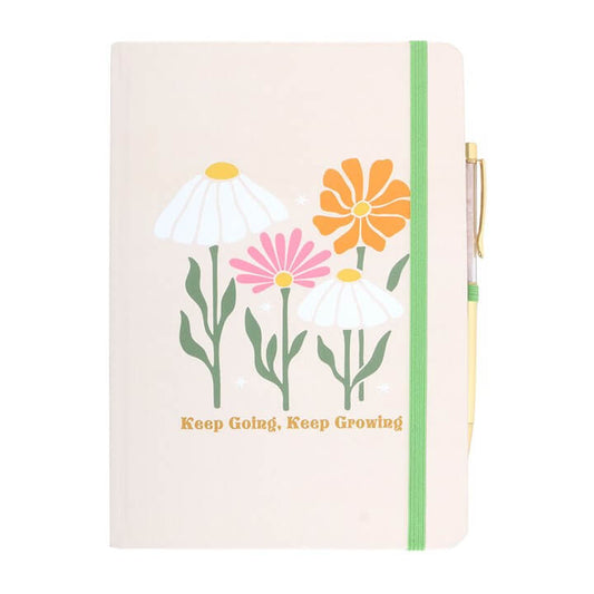 Keep Going, Keep Growing A5 Notebook with Rose Quartz Pen