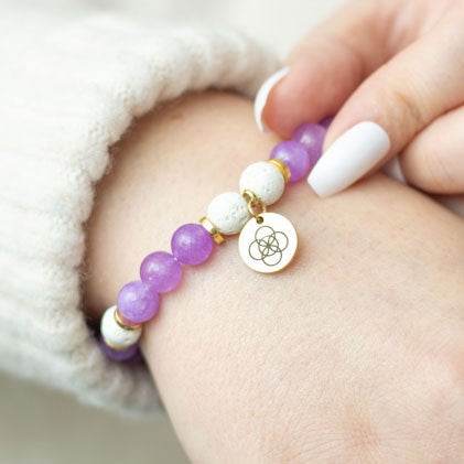 Anti-Anxiety Amethyst Crystal Essential Oil Bracelet Aromatherapy Lava Beads-Sociodigi