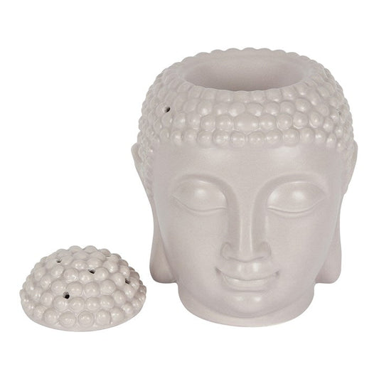 Large Grey Buddha Head Oil Burner and Wax Warmer-Sociodigi