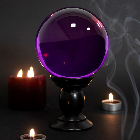 Large Purple Crystal Ball on Black Wooden Stand – Fortune Telling & Décor-Sociodigi
