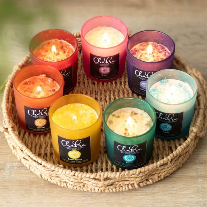 Third Eye Chakra Lavender Crystal Chip Candle N/A