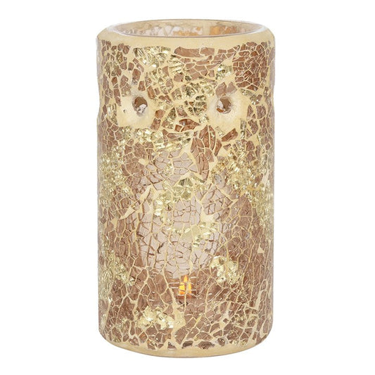 Gold Pillar Crackle Glass Oil Burner and Wax Warmer N/A
