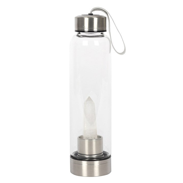 Clear Quartz Energising Glass Water Bottle-Sociodigi