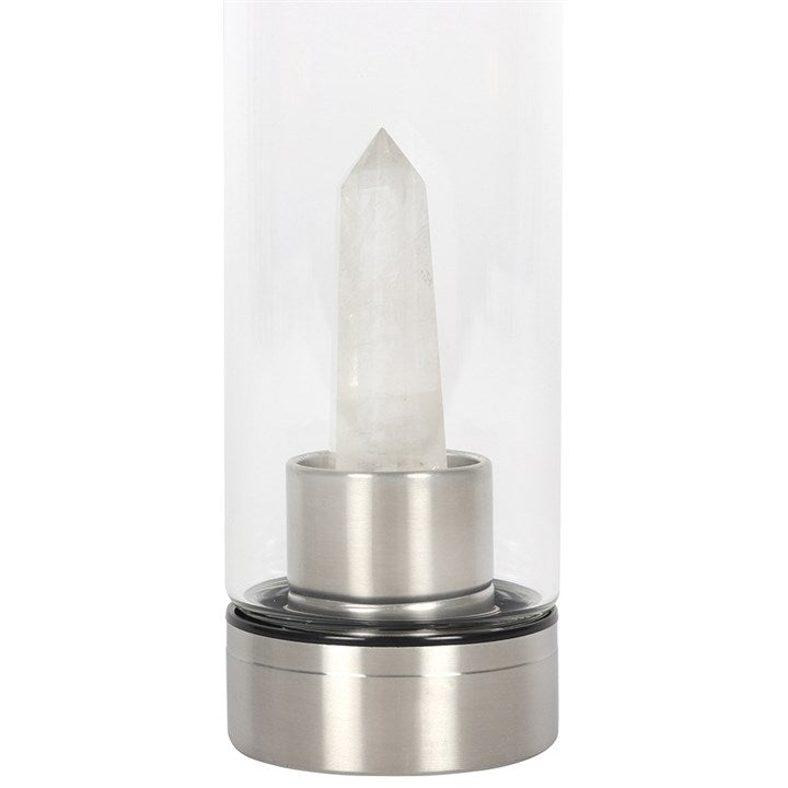 Clear Quartz Energising Glass Water Bottle-Sociodigi