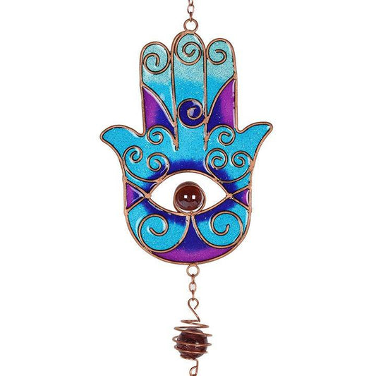 Blue Hand of Hamsa Windchime Spiritual Garden & Home Décor-Sociodigi