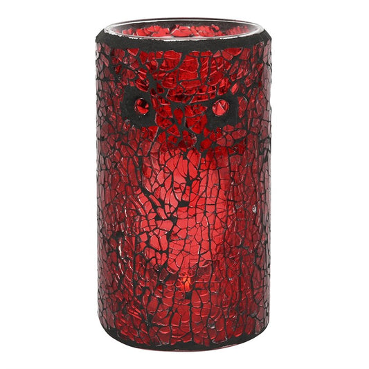 Red Pillar Crackle Glass Oil Burner and Wax Warmer N/A