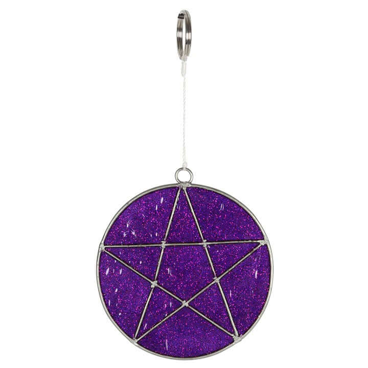 Purple geometric star-shaped ornament on a white background