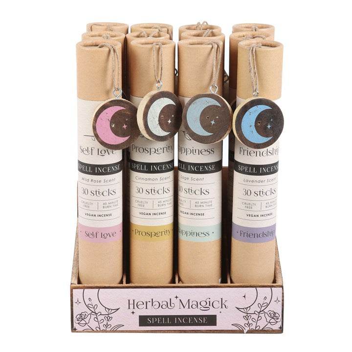Set of 12 Herbal Magick Spell Incense Sticks with Display-Sociodigi
