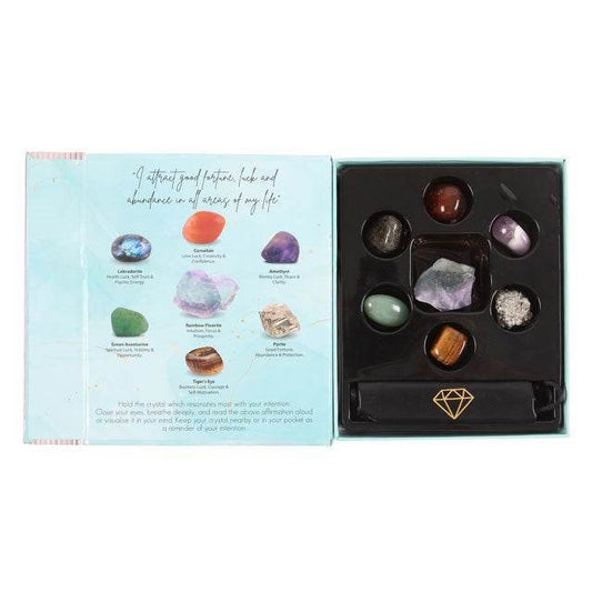 Manifestation Crystal Gift Set with 7 Natural Crystals & Travel Pouch-Sociodigi
