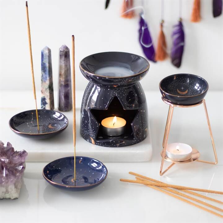 Purple Star Sign Oil Burner on Metal Base-Sociodigi
