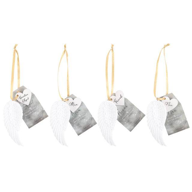 Set of 24 Angel Wing Hanging Decorations with Countertop Display – Mum, Nan, Guardian Angel & Friend-Sociodigi