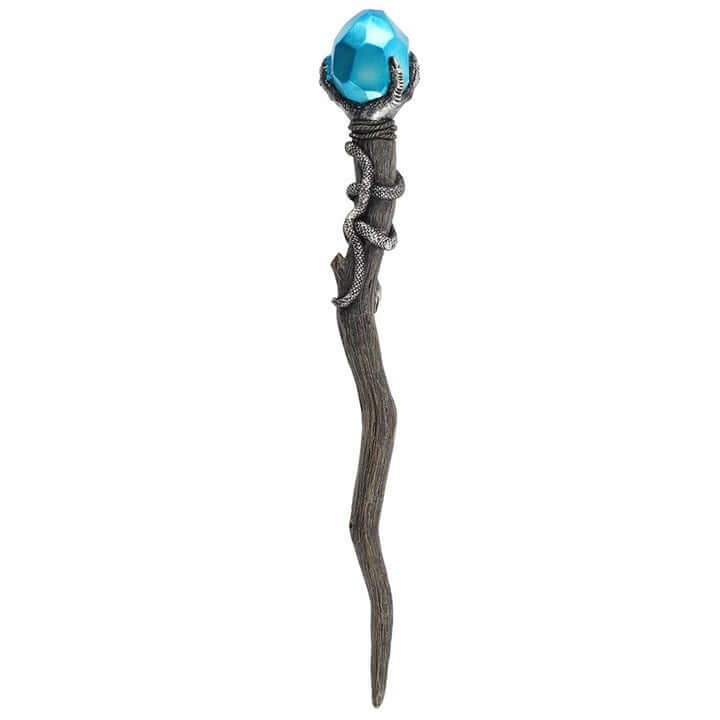 Wand with a blue gem on a white background