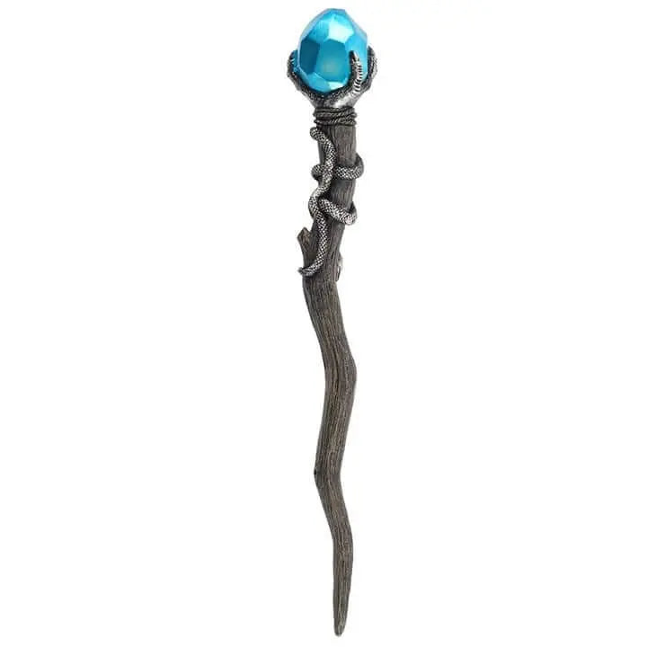 Wand with a blue gem on a white background
