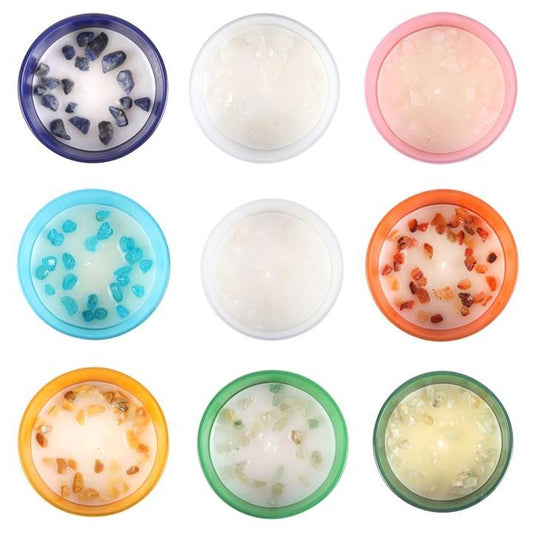 Set of 12 Zodiac Gemstone Candles Astrology & Crystal Gifts-Sociodigi