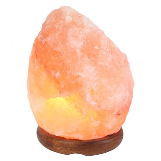 Himalayan salt lamp on a white background