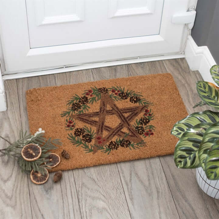 Natural Winter Solstice Pentagram Doormat N/A