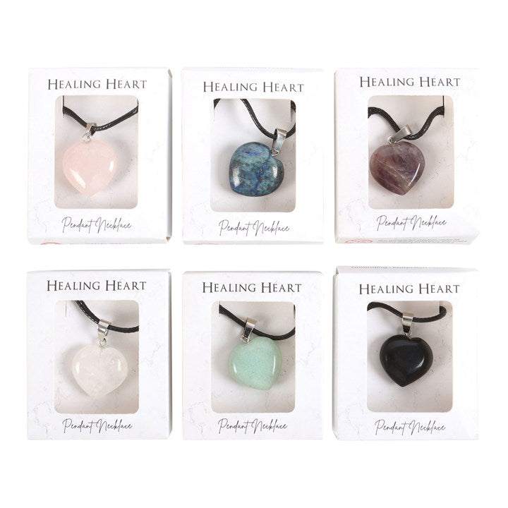 Set of 24 Healing Heart Crystal Necklaces in Display-Sociodigi