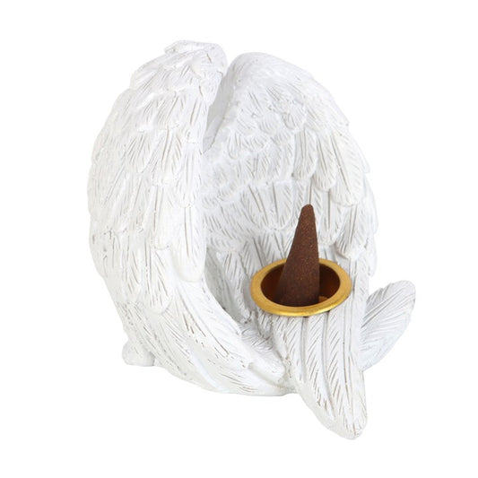 Angel Wing Resin Incense Cone Burner for a serene and fragrant atmosphere in spiritual spaces.