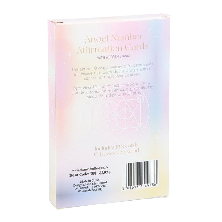 Angel Number Affirmation Cards with Wooden Stand N/A