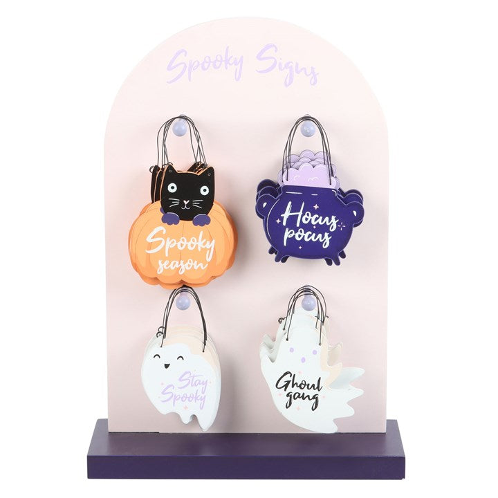 Set of 24 Mini Spooky Halloween Signs with Retail Display-Sociodigi