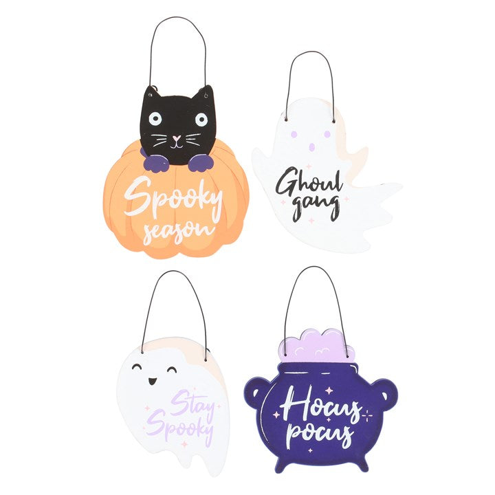 Set of 24 Mini Spooky Halloween Signs with Retail Display-Sociodigi