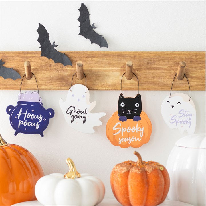 Set of 24 Mini Spooky Halloween Signs with Retail Display-Sociodigi