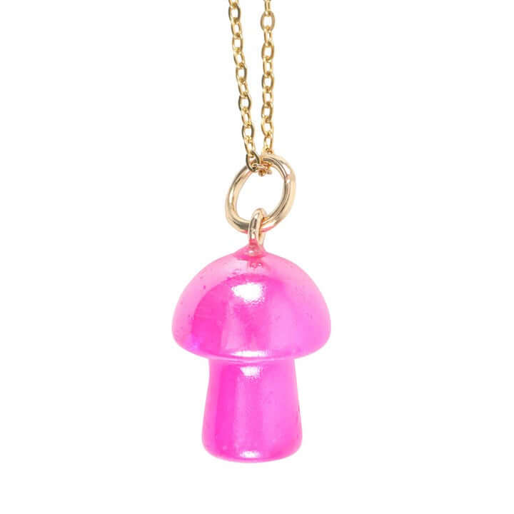 Pink Aura Crystal Mushroom Necklace Greeting Card N/A