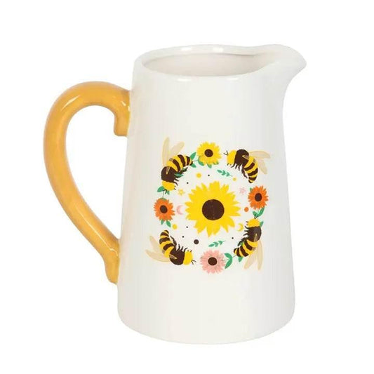 Bee and Sunflower Ceramic Flower Jug-Sociodigi