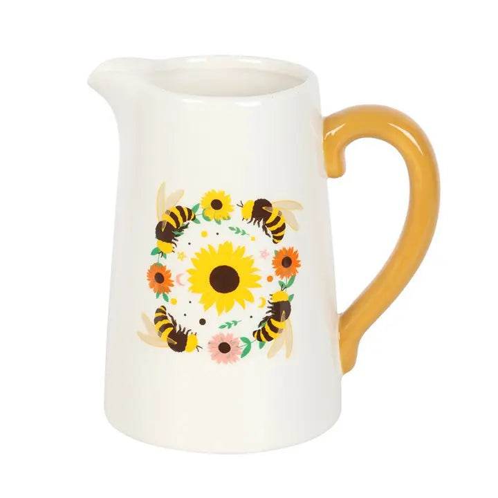 Bee and Sunflower Ceramic Flower Jug-Sociodigi