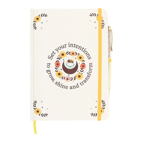 Set Your Intentions Journal with Citrine Crystal Pen – Summer Solstice Mindfulness Set-Sociodigi