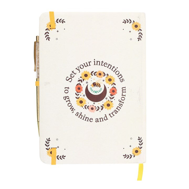 Set Your Intentions Journal with Citrine Crystal Pen – Summer Solstice Mindfulness Set-Sociodigi