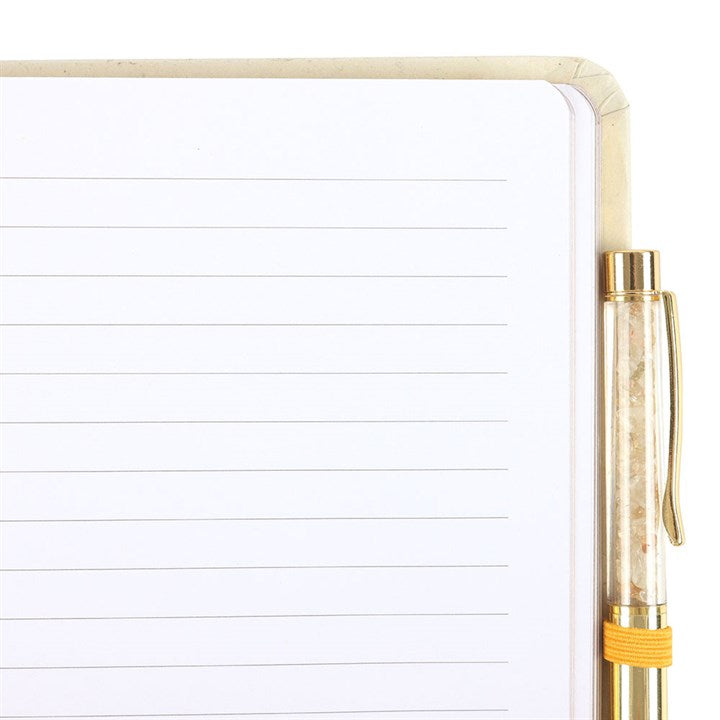 Set Your Intentions Journal with Citrine Crystal Pen – Summer Solstice Mindfulness Set-Sociodigi