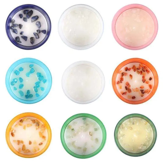 Set of 12 Zodiac Gemstone Candles Astrology & Crystal Gifts-Sociodigi