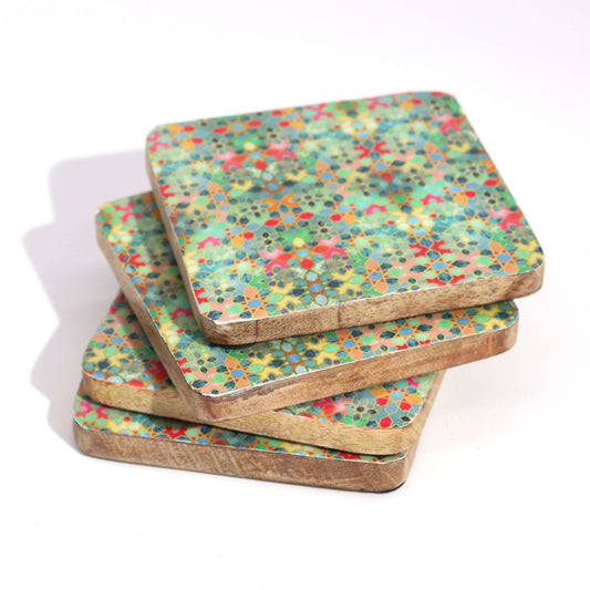 Set of 4 Square Coasters - Mediterranean Tile Pattern