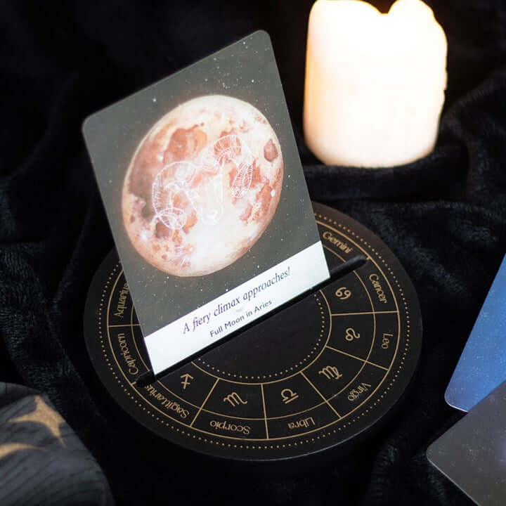 Black Astrology Wheel Tarot Card Stand N/A