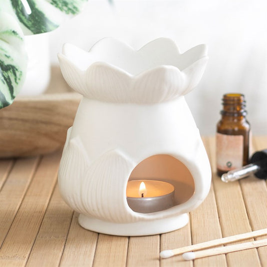 White Lotus Flower Oil Burner