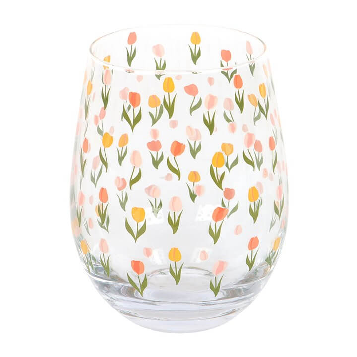Tulip Print Stemless Glass N/A
